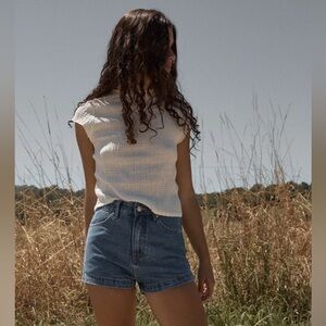 NWT Afends FOCUS - SEERSUCKER MOCK NECK TOP Seersucker Mock Neck Top